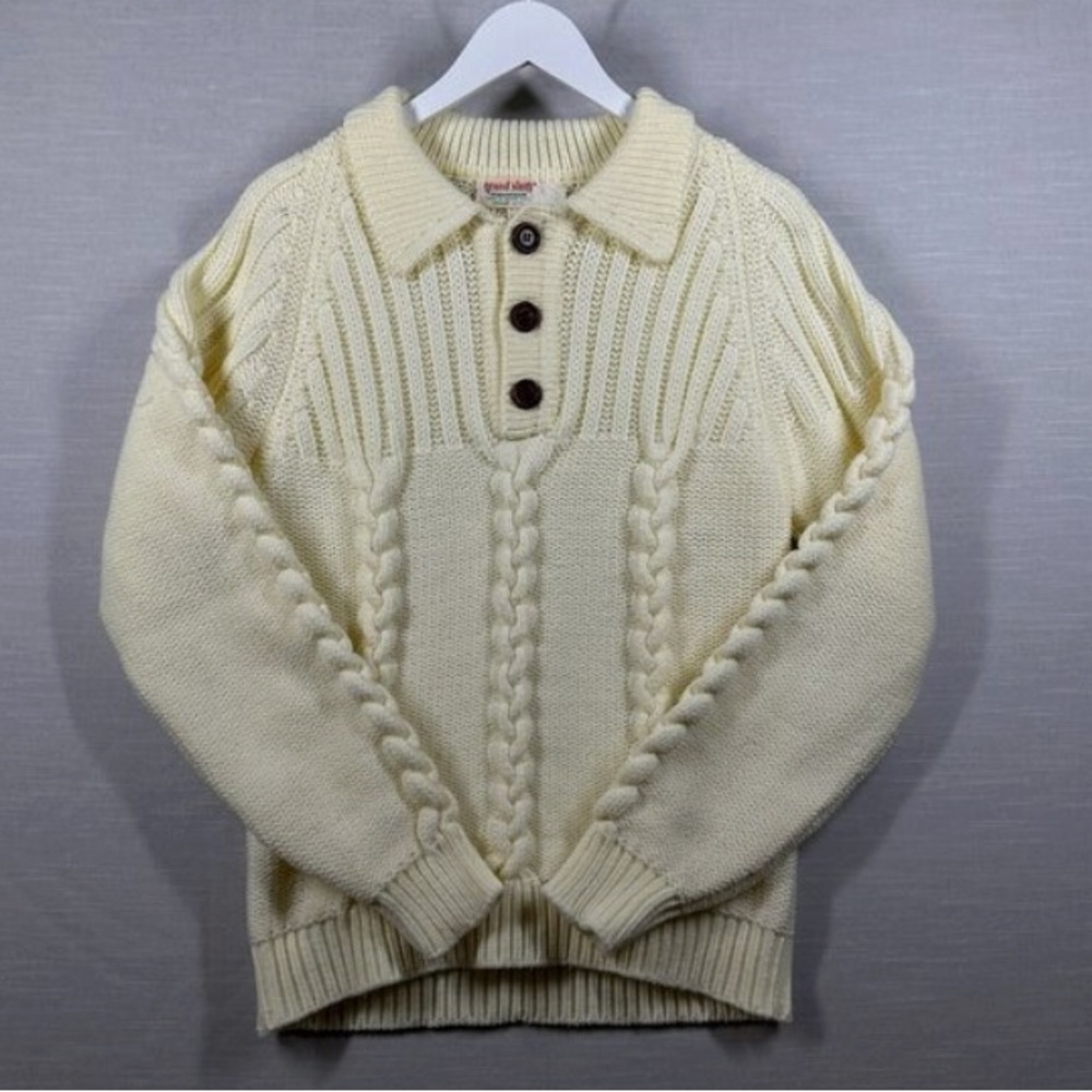 Grand Slam Ivory Cable Knit Crewneck Sweater
